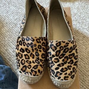 Anthropologie hair calf leopard print espadrilles size 9